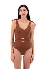 EMMA SWIMSUIT WITH BELT IN RECYCLED FABRICS